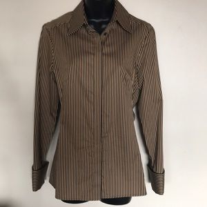 Thomas Pink beige striped Siz 6 button down shirt